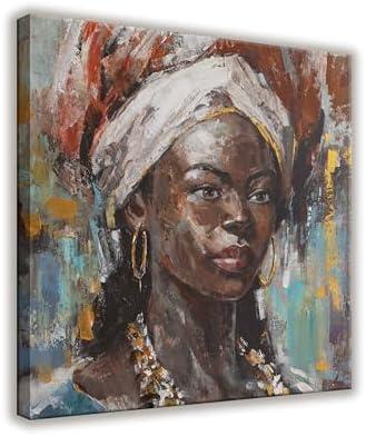 Canvas Wall Art Decor Black Girl Wall Decor Pictures Boho Black Female Wall Art Abstract Decor for Home Wall Decor Bedroom Maximalist Decor 32x47 in