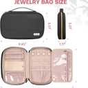 Jewelry Travel Case Organizer for Necklaces, Earrings, Rings, Bracelet, Watch, Soft Sided, Black