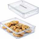2 pack Cookie Containers Airtight Large Cookie Box Drawer-Type Food Refrigerator Organizing Stackable Snack Container for Storage and Transportation of Baked Biscuits,Seafood, Vegetables-clear