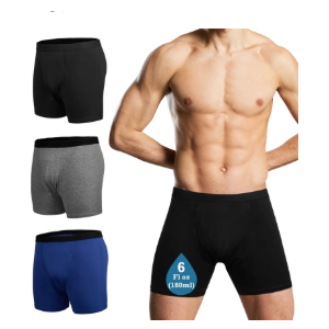 Reusable Incontinence Underwear for Men, Washable Boxer Briefs Protection, Leak Proof Adult Male Diapers for Urinary Absorbency (Mix 3pcs, XXX-Large)