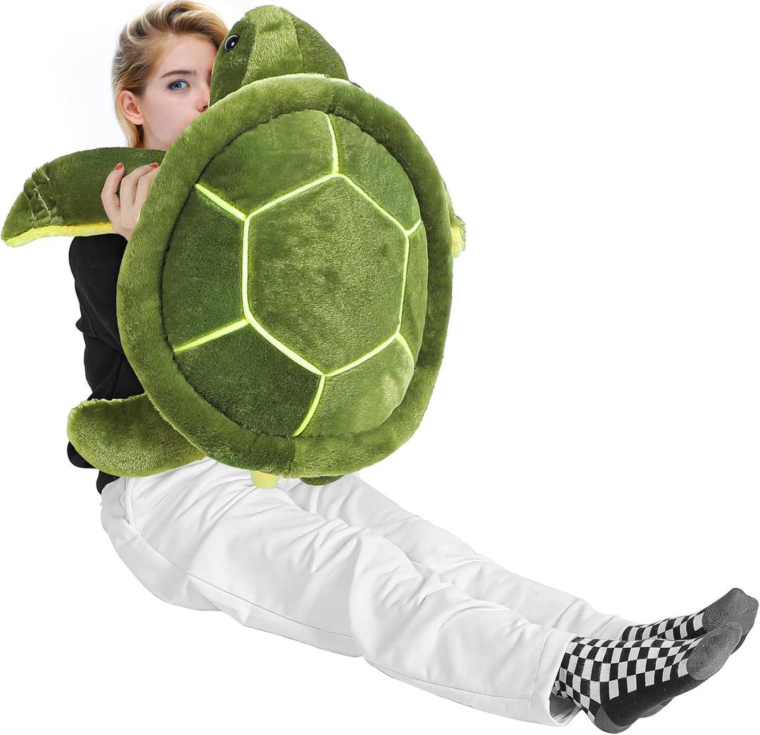 Civaner Big Green Sea Turtle Stuffed Animals Giant Soft Plush Toys, Large Ocean Turtle Body Pillow, Tortoise Toys Doll for Kid Boys Girls Girlfriend Valentine's, Birthday Gifts(12 Inches)