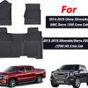 Floor Mats for 2014-2019 Chevy Silverado GMC Sierra 1500 Crew Cab, Chevrolet Silverado/Sierra 2500 HD/3500 HD Crew Cab TPE All Weather Protection Car Floor Liners Accessories