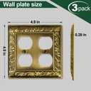 Antique Brass Decorative Wall Plate Light Switch Cover Decorator Outlet Covers Rocker Switch Plates Metal Material Wall Plates for Kitchen Bathroom (2 Gang Duplex-3 Pack)