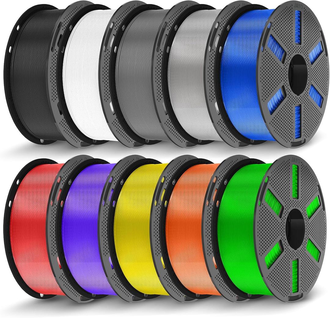 JAYO PLA 3D Printer Filament Bundle 1.75mm 10-Pack 11kg Reusable Spool