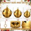JOICEE Set of 6 Large Metal Jingle Bells Golden Giant Christmas Iron Bells | 3 Sizes Star Cutout Jingle Bells with Jute Hanging Rope for Christmas Indoor Outdoor Porch Mantel Tree Decor(5" 6.3" 8")