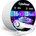 16FT(3Pack) Extension Cable for eufy Permanent Outdoor Lights E22 & S4, Outdoor Lights Extension Cord for eufy T8L02 & T8L04, IP65 Waterproof, Ideal for Holiday Decorations, White