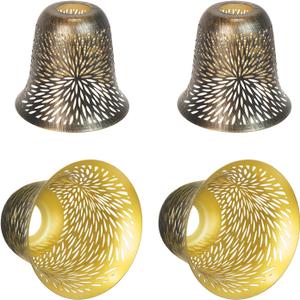 Ceiling Fan Light Covers Replacements Etched Chrysanthemum Metal Lampshade 4 Pack, 1-5/8" Fitter, 5.6" Height and 5" Diameter Fits for Pendant Light Shade (Bronze Gold chrysanthemum)
