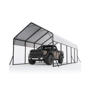 GarveeLife 13x26x11 Ft Oversized Metal Carport, Steel Heavy Duty Car Ports for All-Weather, Tall Carport for Full-Size Pickup Trucks, Boats, and Tractors (White)