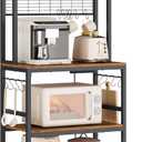 VASAGLE Bakers Rack with Power Outlet, Microwave Stand, Kitchen Tall Utility Storage Shelf, with Metal Wire Panel, 14 Hooks, 15.7 x 23.6 x 66.9 Inches, Rustic Brown and Ink Black UKKS037B01