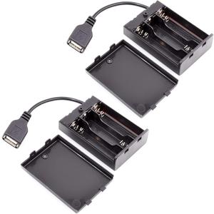 2PCS 3 x 1.5V AA Battery Holder, 3 AA Battery Case Box Holder 4.5-5V with Cover and On/Off Switch, with USB Cable for Indoor & Outdoor Use, Wedding, Party, Camping, Birthday, Christmas