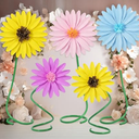 Jaloro 5 Sets 19.7" 15.7" Giant Flowers with 5 ft Pipe Stem for Decoration Large Paper Flowers 3D Artificial Floral Decor Standing for Wedding Birthday Photo Wall (Colorful,Chrysanthemum,Sunflower)
