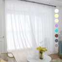 ABCHOME White Sheer Curtains 130 Inches Long 2 Panels,Rod Pocket Voile Semi Sheer Window Curtains for Kitchen, Bedroom and Living Room(White, 52 W x 130 L)