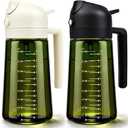 2 in 1 Olive Oil Sprayer and Dispenser, 16oz Glass Oil Spray Bottle with Measurement Marks, grilling spray bottle, Light Blockage Dark Oil Sprayer 2 Pack for Air Fryer, Salad, Cooking, BBQ