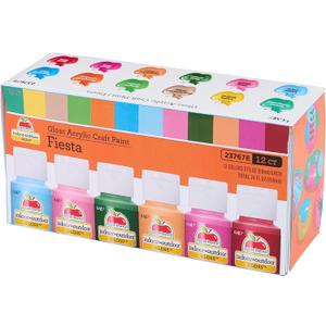 Apple Barrel Acrylic Craft Paint Set, Fiesta, Includes 12 Colors with a Gloss Finish