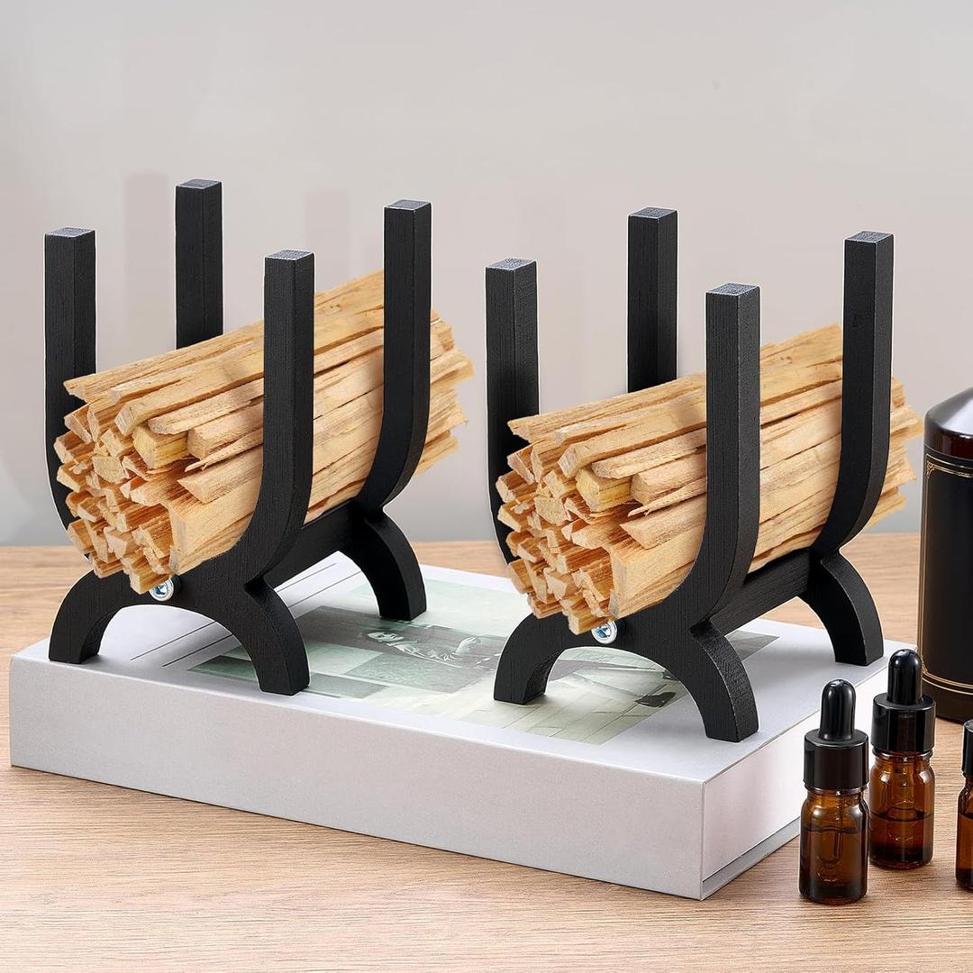 2 Set Cute Handmade Palo Santo Holder Incense Holder for Sticks Wiccan Altar Burner for Palo Santo Handcrafted Incense Storage with Matches for Meditation Home Decor, Not Include Sticks