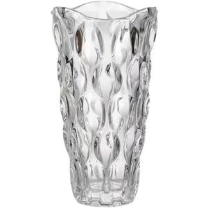 Luxury Tall Glass Vase, Premium Geometric Shape Flower Vase - White Textured Surface Home Decor, Decorative Modern Farmhouse, Ideal for Shelf, Mantle, Table & Entryway Decor, Clear