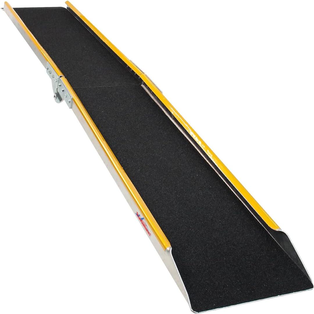 Ruedamann 71" Aluminum Loading Ramps for Pickup Trucks Trailers, Folding Motorcycle Ramp, 600Lbs Capacity, Snowmobile Ramp, ATV Truck Ramps for Dirt Bike, Tractor, Tailgate Bed, Usable Width 8.5", 1PC