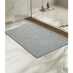 Bathroom Rugs Mat 24x17, Ultra Thin Non Slip Bath Mat Small Quick Dry Absorbent Bath Mat for Bathroom Floor, (Light Grey, 24"x17")