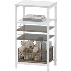 Heybly Small Side Table, 29.1" Tall End Table with Adjustable Shelf, Telephone Table, Nightstand, Accent Table Stand, Small Entryway Table, Bedroom,Living Room, Office,Bathroom, White, HET003WT1