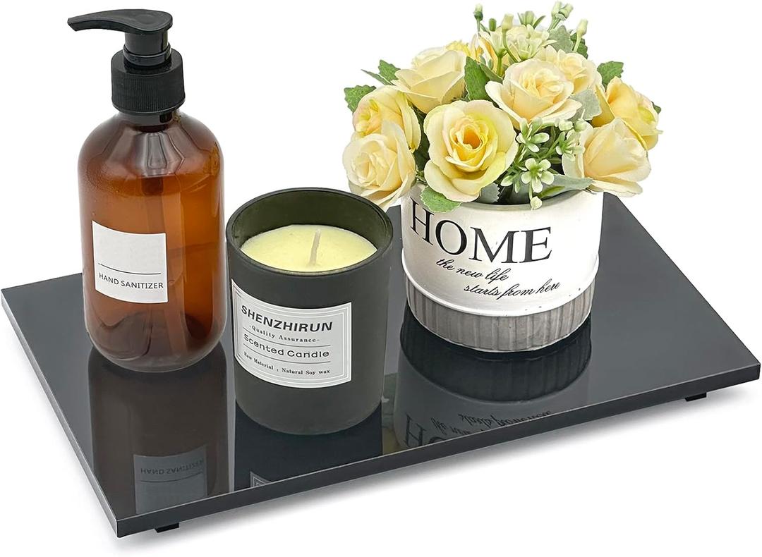 Acrylic Soap Tray, Soap Pedestal Stand Sink Tray for Kitchen Bathroom Counter, Black