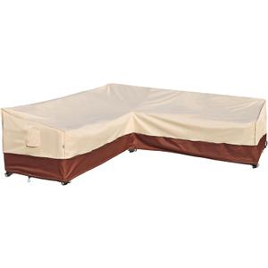Outdoor Sectional Cover V-Shaped Garden Patio Furniture Covers Waterproof Rip-Stop Anti-UV 600D Outdoor Couch Sofa Cover with 3 Air Vents, 85"(85''L) x 33.5''D x 31''H, Beige & Reddish Brown