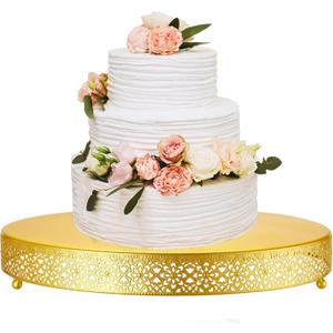 Wenqik Cake Stand 18 Inch Round Metal Cupcake Dessert Wedding Cake Stand Cookies Display Holder Fruit Serving Tray for Table Wedding Birthday Anniversary Party(Gold)