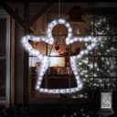 DBFAIRY 19" Angel Lights Outdoor LED Christmas Hanging Lights Waterproof Large Xmas Angel Lights Mains Powered Timer Built in, Christmas Window Decoration Lights (Cool White)