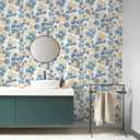 5 x Timeet Peel and Stick Wallpaper Boho Leaf Contact Paper Removable Self Adhesive Vinyl Wall Paper Blue and White Wall Mural Decoral for Cabinets and Drawers Countertops Waterproof 17"x 78.7"