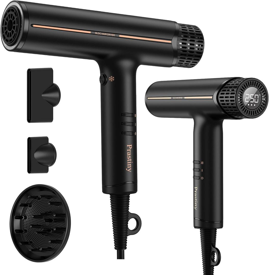 Hair Dryer with Diffuser: Professional High Speed Quiet Ionic Blow Dryer - Intelligent Heat Control - Lightweight Portable Travel & Home for Women & Stylists Frizz Free Styling SGS Certified