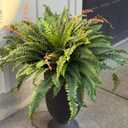 CQURE 50" Large Fake Fern Artificial Ferns for Outdoors,96 Branches Set of 2 Realistic Artificial Boston Ferns Bush Plant for Indoor Outdoor Garden Porch Decor