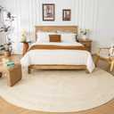 Shatex Round Burlap Rug 5 Feet, Hand Braided Rug Farmhouse Style for Home Decor, Bedroom, Living Room, 100% Natural Jute Fiber, Off-White