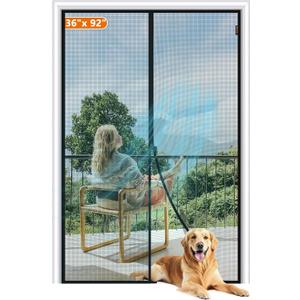 MAGZO Magnetic Screen Door Fit Door Size 36 x 92 Inch, Screen Size 38" x 93" Strong Magnets Mesh, Reinforced Fiberglass Net for Patio and Front Entrances, Gray