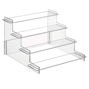 4 Tier Acrylic Display Risers, Perfume Organizer Stand, Cupcake Stand Holder, Clear Shelf Risers for Display Stands for Funko POP Figure, Dessert Shelves for Party, Decoration
