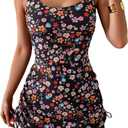 Eomenie Women's One Piece Swimdress Swimsuit with Drawstring Tummy Control Bathing Suits Push Up Swim Dresses with Bottom (Medium)