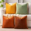 MIULEE Pack of 4 Decorative Throw Pillow Covers Soft Velvet Pillow Covers Double-Sided Design Cushion Cases 4-Color Mixed Pillow Covers for Sofa Bedroom Car 18 x 18 Inch Orange/Green