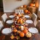 Fall Football Placemats Set of 4 Scalloped Fall Cotton Linen Placemats 13.5 Inch Autumn Football Maple Leaf Placemats Thanksgiving Table Mats for Harvest Party Home Kitchen Dining Table Decorations