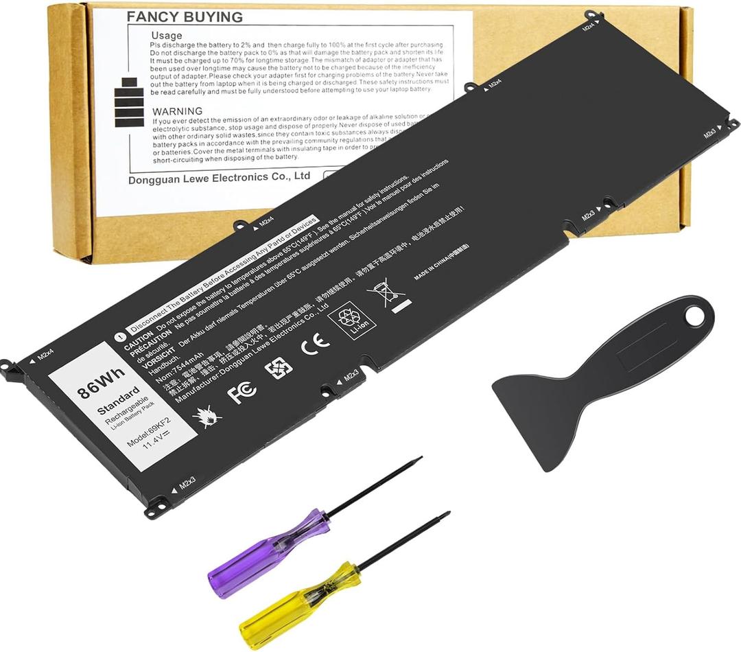 86Wh 69KF2 M59JH 8FCTC 70N2F Battery for Dell XPS 15 9500 9510 9520 Precision 5550 5560 5570 7510 M15 M17 R3 R4,G15 5510 5511 5515 5520 5521,G7 7500,Inspiron 7510 7610 P87F P91F P45E p100f