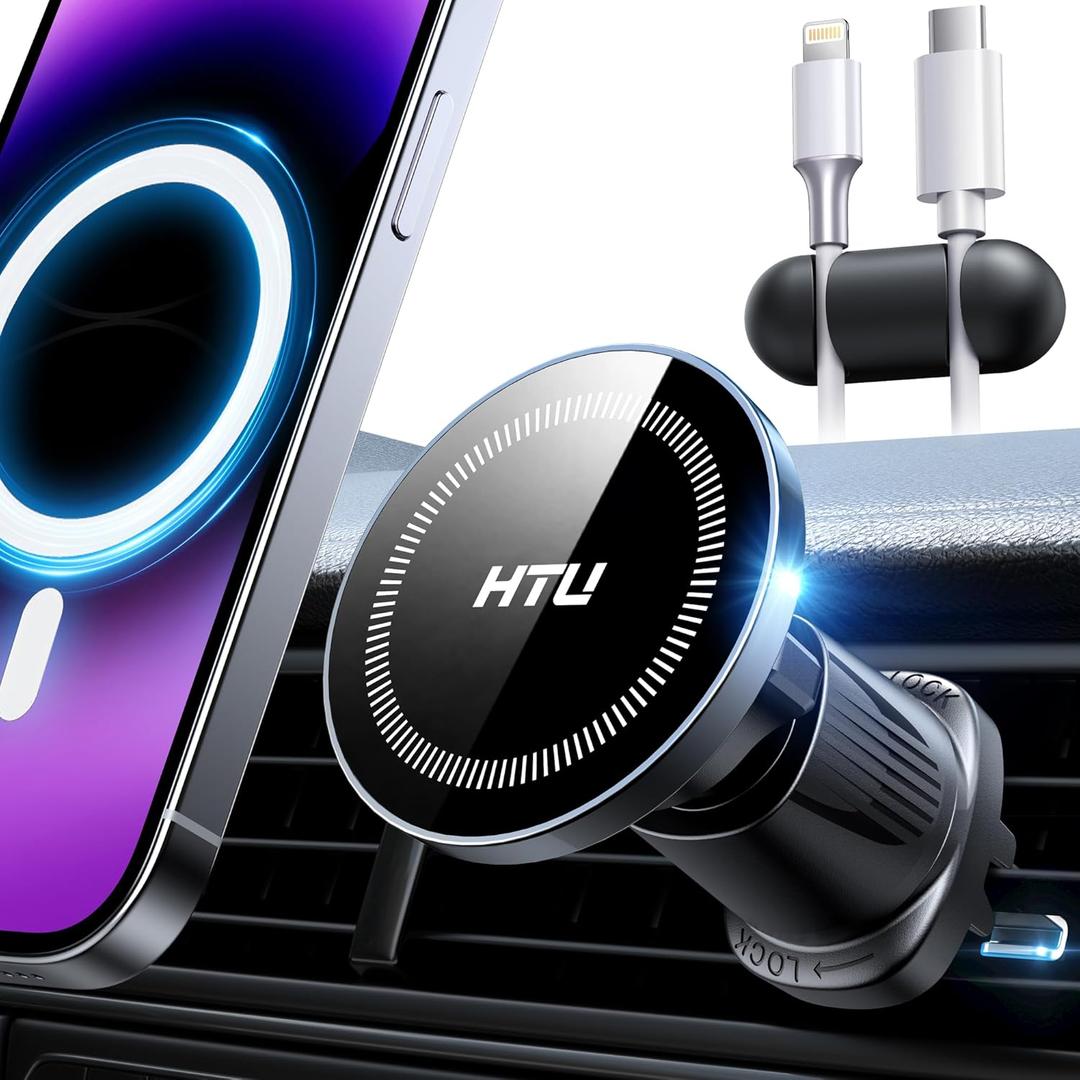 [2025 True Military-Grade] Magnetic Car Mount Vent [Upgraded Strongest Magnet & Metal Hook] for MagSafe Phone Holder Car for iPhone 16 15 14 13 12 AndroidPatent & Safety Certs, Non-Charging, Black