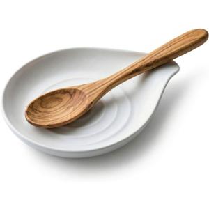 Spoon Rest for Kitchen Countertop Porcelain Spoon Holder for Stove Top White Spoon Holder for Spatula, Spoons or Tongs, Farmhouse Decor, Christmas