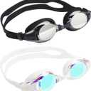 Aegend 2 Pack Kids Goggles, Swimming Goggles for Kids Age 4-16 Boys and Girls Youth, Anti-Fog Waterproof Anti-UV Pool Goggles (Black & Crisp White)