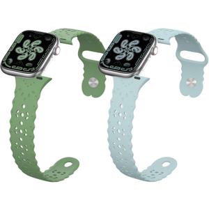 Floral Silicone Band Compatible with Apple Watch 38mm 40mm 41mm Women Men Hollow-Out Design Wristbands Soft Sport Breathable Watch Bands for iWatch Ultra SE Series 8 7 6 5 4 3 2 1 Starlight