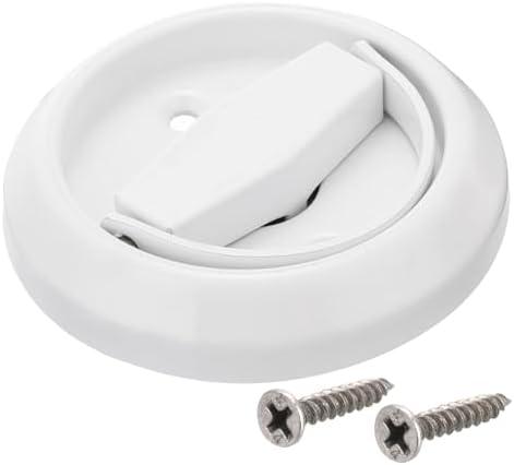 uxcell Round Pull Ring, 1pcs 3" - Stainless Steel Ring Flush Pull with Screws, Recessed Door Pull Handle Knob for Drawer Cabinet Wardrobe (White)