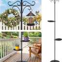 1 Set Upgraded 75.9" Shepherds Hook for Bird Feeder, Hanging Plant Wind Chime Stand, Metal Adjustable Standing Pole Holder for Indoor Outdoor, with 2 Rack & Weight Bag (Retro 2 Hooks)
