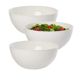 US Acrylic Vista White Plastic Salad and Serving 10-inch Bowls | set of 3 | Reusable, BPA-free, Made in the USA | 135 oz. capacity