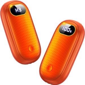 Electric Hand Warmers Rechargeable with Flashlight, LED Display, 17Hrs Warmth, Dual-Side 4 Levels Fast Heating Portable Pocket Heater for Hunting, Camping, Golf, Outdoor, Gifts for Women/Men