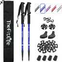 Telescopic Trekking Poles for Hiking, Anti-Shock Nordic Walking Sticks, From 26" to 51.2" (Black)