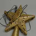 Christmas Star Tree Topper with Built-in Led Snowflake Projector Lights Hollowed Pentagram Tree Topper,Plug in Christmas Tree Ornament for Indoor Office Xmas New Year Holiday Tree Decoration