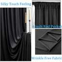 20ft x 10ft Wrinkle Free Black Backdrop Curtains for Parties, 4 Panels 5x10ft Silky Polyester Black Photo Backdrop Drapes for Wedding Graduation Birthday Party Photography Background