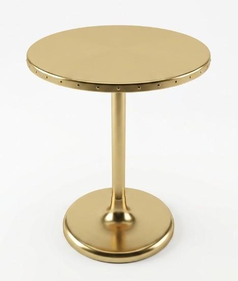 Gold Round End Table Modern Metal Accent Side Table with Embossed Top & Aluminum Pedestal Base for Living Room, Bedroom or Entryway, Electroplated Finish, 15" Round x 21" Height