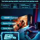 SANSUI 24 Inch Curved 240Hz Gaming Monitor FHD 1080P, 1500R Curve Computer Monitor, 124%sRGB, 3000:1 Contrast Ratio, HDR, FreeSync, MPRT 1Ms, Low Blue Light, HDMI DP ports.(ES-G24C1 PRO DP Cable Incl)